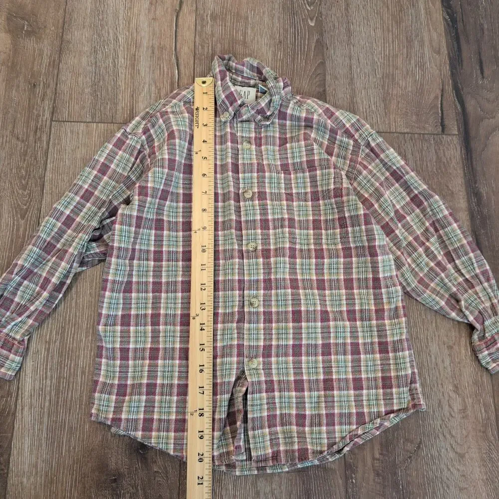 VTG‎ Gap Kids Small Button Up Shirt Plaid Fall Christmas Y2K Skater